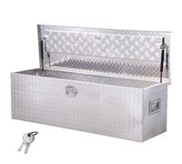 VEVOR Cassetta Portautensili in Alluminio per Cassone di Camion, con Piastra Diamantata, Maniglia Laterale e Chiavi di Blocco, Organizzatore per Rimorchi, Camper, 1244,6 x 381 x 381 mm, Argento