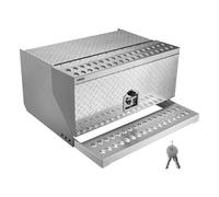 VEVOR Cassetta Portautensili per Semirimorchi, 760 x 750 x 400 mm, Scatola Impermeabile per Attrezzi in Alluminio con Piastra Diamantata, con Ingresso Cabina, Serratura a T e Chiavi per Pianali
