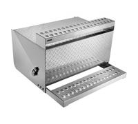 VEVOR Cassetta Portautensili per Semirimorchi, 790 x 770 x 485 mm, Scatola Impermeabile per Attrezzi a Gradino in Alluminio con Piastra Diamantata, con Ingresso Cabina e Chiusura Ammortizzata