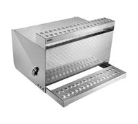 VEVOR Cassetta Portautensili per Semirimorchi, 790 x 770 x 485 mm, Scatola Impermeabile per Attrezzi a Gradino in Alluminio con Piastra Diamantata, con Ingresso Cabina e Chiusura Ammortizzata