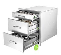 VEVOR Cassetti da Incasso per Cucina da Esterno 51,8x52x44,2 cm 3 Ripiani Mobiletto per Isola Barbecue, Bancone da Giardino, Postazione Griglia, con Manico, Organizzazione Utensili Pentole Accessori