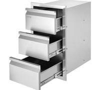 VEVOR Cassetti per Cucina da Esterno 377x646x480 mm, Cassetti 3 Ripiani con Struttura a Scatola e Maniglia in Acciaio Inossidabile per Isola Barbecue da Cucine da Esterno, Giardino, Cortile