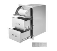 VEVOR Cassetti per Cucina da Esterno, Cassetti a Triplo Accesso, Armadietti a Filo in Acciaio Inossidabile, Organizzatore per Isola Barbecue con Maniglia e Supporto di Carta 420x520x736 mm