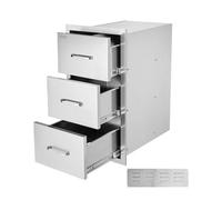 VEVOR Cassetti per Cucina da Esterno, Cassetti a Triplo Accesso, Armadietti a Filo in Acciaio Inossidabile, Organizzatore per Isola Barbecue con Maniglia, per Cucine Esterno 470x570x570 mm