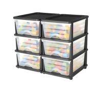 VEVOR Cassetti Portaoggetti in Plastica, Torre Portaoggetti a 6 Cassetti, Scatola per Stoccaggio a 3 Livelli, Contenitori Trasparenti per Forniture per Ufficio, Stanze per hobby, Aule, Casa