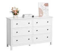 VEVOR Cassettiera a 6 Cassetti 39,6 x 120,1 x 78,7 cm Cassettiera in Legno con Meccanismo Scorrevole e Antiribaltamento, Porta TV Organizzatore per Soggiorno, Corridoio, Camera da Letto, Bianco