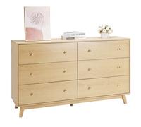 Cassettiera VEVOR con 6 cassetti e protezione antiribaltamento, cassettiera moderna minimalista (39,9 x 137,2 x 81,3 cm) cassettiera organizer per soggiorno camera da letto ingresso (legno chiaro)