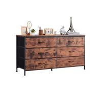 VEVOR Cassettiera a 6 Cassetti, Cassettiera Alta con Cassetti, Porta TV con Contenitore, con Robusta Struttura in Acciaio, Torre Portaoggetti in Tessuto per Camera da Letto, Armadio, Marrone Rustico