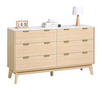 VEVOR Cassettiera a 6 Cassetti Scanalati, Cassettiera in Legno con Meccanismo Scorrevole e Antiribaltamento, Moderna e Minimalista, Armadio Scanalato per Soggiorno, Camera da Letto, Legno Chiaro