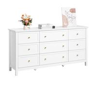 Cassettiera VEVOR con 9 cassetti, cassettiera in legno con protezione scorrevole e antiribaltamento, cassettiera minimalista retrò porta TV, organizer per soggiorno camera da letto ingresso (bianco)