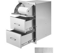 VEVOR Cassetti per Cucina da Esterno, Cassetti a Triplo Accesso, Armadietti a Filo in Acciaio Inossidabile, Organizzatore per Isola Barbecue con Maniglia e Supporto di Carta 420x520x736 mm