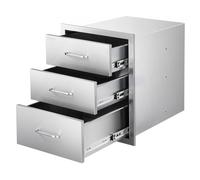 VEVOR Cassettiera per barbecue da esterno 46×59×59 cm, 3 cassetti inox, portata 20 kg