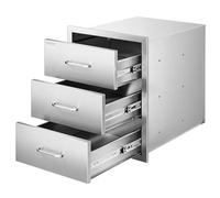 VEVOR Cassettiera per Barbecue da Esterno da 46 x 59 x 59 cm, Carico di 20 kg per Griglia con 3 Cassetti e Maniglie in Acciaio Inossidabile, per Cucina da Esterno e Isola per Griglia da Giardino