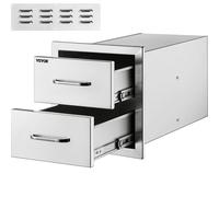 VEVOR Cassetto 52,4cm Altezza Guida Scorrimento Ripiano Doppio in Acciaio Inox
