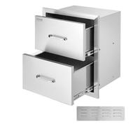 VEVOR Cassetto con Guida Scorrimento Ripiano Doppio in Acciaio Inox da Cucina, Cassettiera per Isola di Cucina BBQ Cucina Esterna Cassetto Doppio con Guide Scorrimento in Acciaio Inox Altezza 52,4cm
