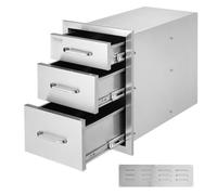 VEVOR Cassetto con Guida Scorrimento Ripiano Triplo in Acciaio Inox Cucina all'Aperto, Cassettiera per Isola di BBQ Cucina Esterna Cassetto Triplo con Guide Scorrimento in Acciaio Inox Altezza 51,6cm