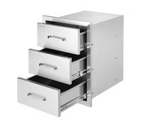 VEVOR Cassetto da Incasso per Cucina da Esterno 40 x 45 x 55 cm, Cassetti per Barbecue a Triplo Accesso con Maniglia in Acciaio Inox per Isola Barbecue Postazione da Terrazza Balcone