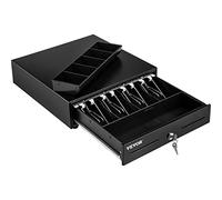 VEVOR Cassetto per Registratore di Cassa, Cassetto Portasoldi Apertura Manuale, Casetta Cassa Soldi Negozio, Cassetta Portavalori con 4 Scomparti per Banconote e 5 per Monete, 33 x 34,3 x 9 cm (Nero)