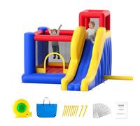 VEVOR Castello Gonfiabile con Trampolino, Casetta da Gioco all'Aperto, Ventilatore, Scivolo e Borsa di Stoccaggio - 340 x 260 x 230 cm per Giardino