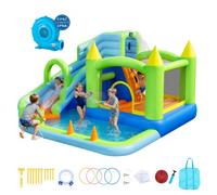 VEVOR Castello Gonfiabile per Bambini Parco Acquatico con Scivolo Canestro da Basket Piscina, Castello Gonfiabile Gioco d'Acqua 344x374x213 cm Capacità di Peso max. 160 kg per Bambini 3-8 Anni