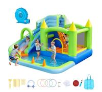 VEVOR Castello gonfiabile per bambini 3-8 anni Parco acquatico con scivolo e canestro 344x374x213 cm