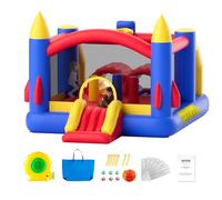 VEVOR Castello Gonfiabile per Esterni, Trampolino da Gioco Con Ventilatore, Scivolo e Borsa di Stoccaggio - per Giardino Familiare 408 x 240 x 245 cm