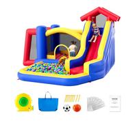 VEVOR Castello Gonfiabile, Trampolino da Gioco per Esterni, Castello Gonfiabile con Ventilatore, Scivolo e Borsa di Stoccaggio, Castello Gonfiabile per Giardino Familiare 333 x 338 x 230 cm