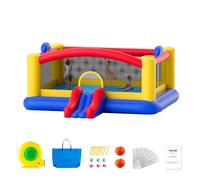 VEVOR Castello Gonfiabile, Trampolino per Casetta da Gioco all'Aperto, Castello Gonfiabile con Ventilatore, Scivolo e Borsa di stoccaggio, Castello Gonfiabile 450 x 440 x 203 cm per Cortile