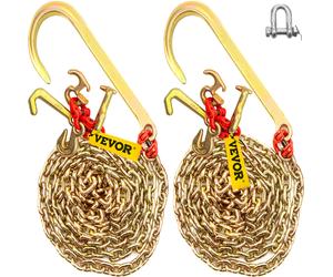 VEVOR Catena da traino con gancio a J a gambo lungo 5/16"x10' ganci a J 15"