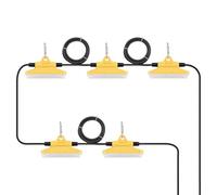 VEVOR Catena Luminosa da Cantiere 15,24 m 5 Lampadine LED 5000-5500 K 75 W 7500 lm Impermeabile IP65 con Ganci per Appendere, da Cantiere, Catena per Illuminazione Temporanea Interni Esterni