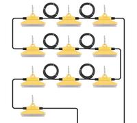 VEVOR Catena Luminosa da Cantiere 30,5 m 10 Lampadine LED 5000-5500 K 150 W 15000 lm Impermeabile IP65 con Ganci per Appendere, da Cantiere, Catena per Illuminazione Temporanea Interni Esterni