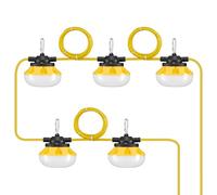 VEVOR Catena Luminosa da Cantiere da 15240 mm, 50W 5000 LM, 5 Pezzi, 5000 K, IP65 Impermeabile, con Ganci per Appendere, per Cantiere, Illuminazione Temporanea per Interni Esterni, Elencata ETL