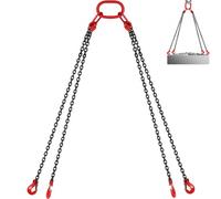 VEVOR Catene di Sollevamento a 4 Gambe G80, 8 mm x 3 m Imbracatura per Catena di Sollevamento in Acciaio (3 m con capacità di carico 5 T) per Macchinari, Fabbriche, Magazzini