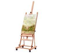 VEVOR Cavalletto da Studio con Struttura a H, Cavalletto in Faggio con Ruote e Vassoio Portaoggetti, Capacità 15 kg, Cavalletto Regolabile per Pittura Artistica per Quadri su Tela Fino a 1210 mm