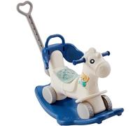 VEVOR Cavallo a Dondolo 4 in 1, Cavalluccio a Dondolo per Bambini da 1 a 3 Anni, con Tavola di Equilibrio Rimovibile, Maniglia di Spinta e 4 Ruote Lisce, Supporta Fino a 36 kg HDPE con Suono, Blu