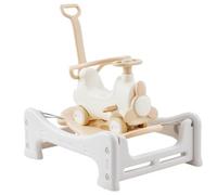 VEVOR Cavallo a Dondolo 5 in 1, Cavalluccio a Dondolo per Bambini da 1 a 3 Anni, con Trampolino, Tavola di Equilibrio Staccabile, Maniglia di Spinta e 4 Ruote Lisce, Supporta Bambini 36 kg Bianco