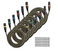 VEVOR Cavo Audio Cannon XLR da 7,62 m, 6 Pezzi, Cavi per Microfono DMX Bilanciati Schermati da Maschio a Femmina, Cavi a 3 Pin Placcati in Oro, per Illuminazione da Palco, Sistemi di Altoparlanti