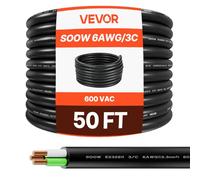 VEVOR Cavo di Alimentazione Portatile, 15,24 m 6AWG, 3 Conduttori, Cavo di Alimentazione Elettrica SOOW 600V, Filo Elettrico di Qualità Industriale, Rivestimento in Gomma CPE di Alta Qualità