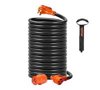 VEVOR - Cavo di prolunga per camper da 50 Amp da 50 piedi, resistente STW 6/3+8/1AWG Cavo di alimentazione NEMA 14-50P a 14-50R, con adattatore da 15A, indicatore di alimentazione LED, per generatore