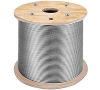 VEVOR Cavo in Acciaio Inossidabile 3/16"x 1000ft, T316 1x19 Fili Costruzione Cavo Intrecciato per Aeromobili per Luci a Corda Recinzione Balaustra Fai da Te