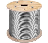 VEVOR Cavo in Acciaio Inossidabile T316, 300M Fune Metallica per Cavo Forza di 1T, Corda a Filo da 1x19 Costruzione per Sartiame, Sollevamento, Spinta, Trazione e Trasporto in Energia e Industria