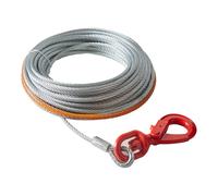 VEVOR Corda Verricello in Metallo 9,5mm x 30,5m Cavo in Acciaio Zincato 67,6 kN con Gancio Girevole per Verricello Forgiato Cinghia di Trazione SUV Fuoristrada Camion, Cavo per Verricello Fuoristrada