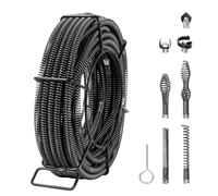 VEVOR Cavo per Pulizia Scarichi con 7 Taglierine Cavo per Pulizia Scarichi Sezionale per Tubi da 20 a 100 mm Cavo per Coclea di Scarico Fognario a Nucleo Cavo per Lavello, Scarico a Pavimento, WC