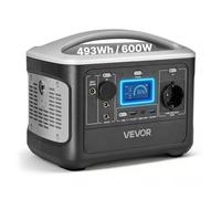 VEVOR Centrale Elettrica Portatile da Esterno Generatore da 600 W Batteria Backup LiFePO4 da 493 Wh con 7 Porte di Uscita per Emergenza, Generatore Solare per Campeggio Viaggio, Senza Pannello Solare