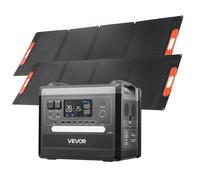VEVOR Centrale Elettrica Portatile, Generatore Solare Portatile da 2400 W con 2 Pannelli Solari Pieghevoli da 200 W, Batteria di Backup LiFePO4 con 10 Porte di Uscita Uso Domestico, Campeggio