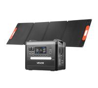 VEVOR Centrale Elettrica Portatile, Generatore Solare Portatile da 2400 W Pannello Solare Pieghevole 200 W, Batteria di Backup LiFePO4 con 10 Porte di Uscita Stazione di Energia per Casa, Campeggio