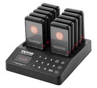 VEVOR Cercapersone per Ristorante, Segnale Coda Wireless con Portata 400 m, Cercapersone per Chiamata Ospite con Vibrazione e Lampeggiante, 10 Cercapersone per Camion Alimentari, Chiesa, Asilo