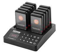 VEVOR Cercapersone per Ristorante, Segnale Coda Wireless con Portata 400 m, Cercapersone per Chiamata Ospite con Vibrazione e Lampeggiante, 10 Cercapersone per Camion Alimentari, Chiesa, Asilo
