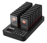 VEVOR Cercapersone per Ristorante, Segnale Coda Wireless con Portata di 400 m, Cercapersone per Chiamata Ospite con Vibrazione e Lampeggiante, 20 Cercapersone per Camion Alimentari, Chiesa, Asilo