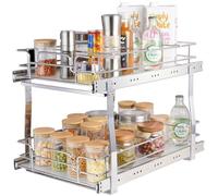 VEVOR Cestello Estraibile Sottolavello da Cucina 2 Ripiani 322x533mm e 300x516mm in Acciaio Cromato, Cestello Scorrevole Cucina Ripiano Carico Max. 30kg, Cestello Portautensili Sottolavello da Cucina